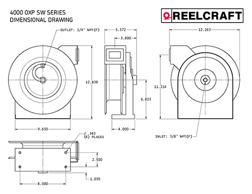 Reelcraft 4625 OLPSW5  Spring Retractable Pre-Rinse Hose Reel